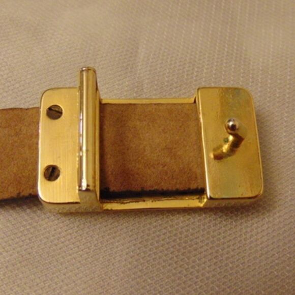 EUC VINTAGE LYNTONE 1431 Python Cowhide Yellow & Brown Belt Gold Hardware 28-30 - Picture 5 of 9